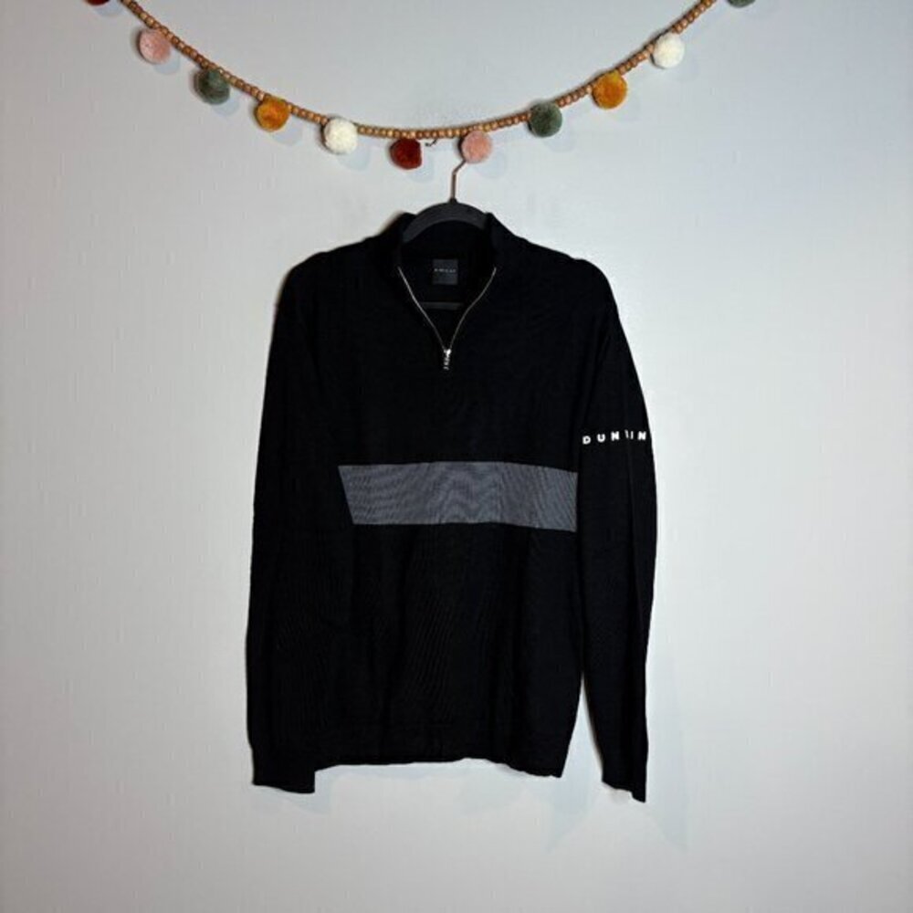Dunning black wool half zip pullover sweater